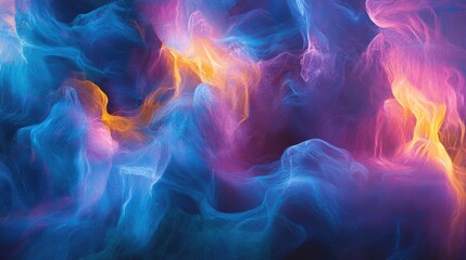 Poster - An abstract design of light trails in vibrant blue, purple, and pink hues, curving and spiraling to convey rapid motion and energy