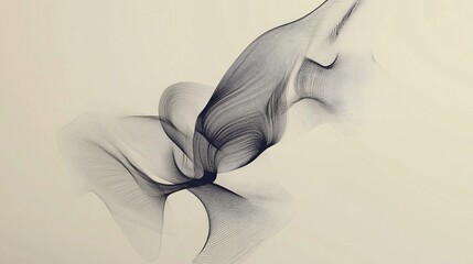 Poster - Black and white lines intersecting at various points to form an abstract, modern design on a smooth, light-colored backdrop