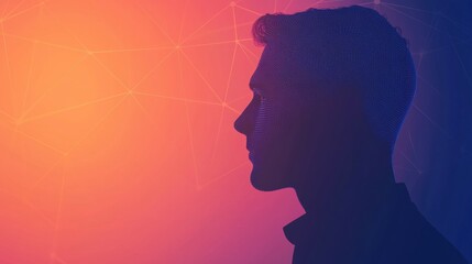 Poster - Mysterious Hacker Silhouette Enveloped by Glowing Cybersecurity Connections and Patterns