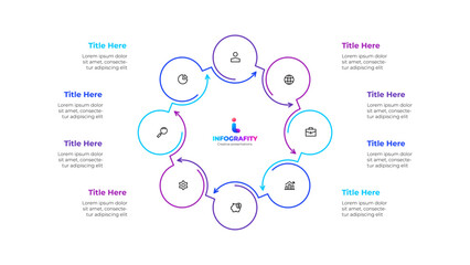 Leinwandbilder - Outline Infographic circular diagram for business presentations with 8 steps or options. Octagon cycle chart