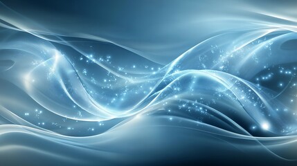 Wall Mural - a sleek blue neon illustration with soft, flowing waves, creating an elegant and premium design perf