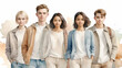 ©  Virginia - Illustration of a diverse group of people. Watercolor painting featuring young people with a creative and inclusive design, set against a white background.