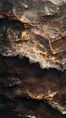 Poster - Waves roll smoothly onto the beach, revealing the rich mocha sand underneath. Sunlight glimmers off the water, creating a tranquil and inviting atmosphere by the ocean
