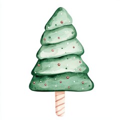 Wall Mural - Watercolor Christmas Tree Popsicle Clipart Festive Holiday Dessert Illustration