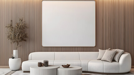 Wall Mural - Modern living room with neutral tones and minimal decor