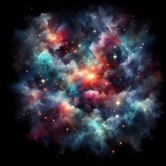 Wall Mural - 140 Nebula Watercolor Stars – Stars surrounded by soft nebula