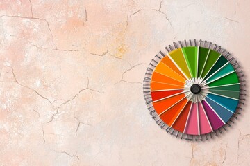 Poster - A clean illustration of a single color wheel with complementary colors highlighted, drawn in crisp lines on a neutral background