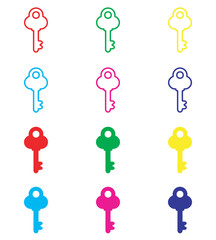 Poster - Key icon vector. Key icon sign symbol in trendy flat style. Set elements in colored icons. Key vector icon illustration isolated on white background