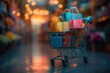 © atha_lintar - Shopping Cart Filled With Colorful Bags