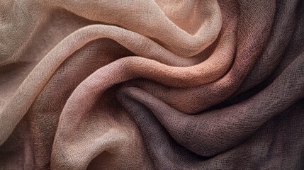 Poster - Waves of fabric intertwine in a soothing gradient, highlighting the delicate textures and colors of the cloth, creating a calming visual experience