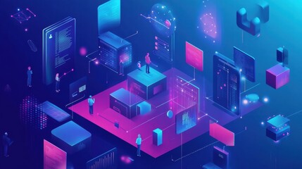 Isometric Digital Technology Network