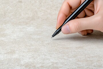 Poster - A hyper-realistic close-up of a designer hand sketching on a textured paper with a fine-tip pen, capturing intricate shading and lighting details