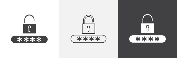 Fototapete - Password icon vector set for ui designs