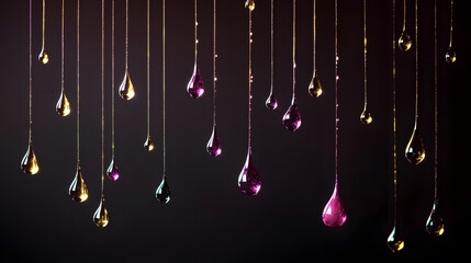 Sticker - Colorful droplets suspended against a dark backdrop