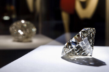 Poster - Sparkling diamond on display in a jewelry exhibition