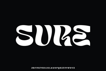 Wall Mural - unique trendy psychedelic alphabet display font vector. wavy decorative typeface