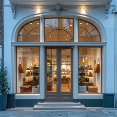 Poster - A charming storefront of a boutique shop styled as a leather store. outside.