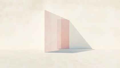 Poster - Abstract Minimalist Design Featuring a Single Geometric Shape Casting Shadows on a Soft Textured Background