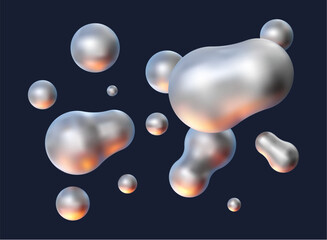 Wall Mural - 3d vector metal blobs.
