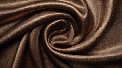 Poster - Smooth glossy brown fabric twists and swirls, showcasing a rich sheen that invites touch and admiration in an artistic presentation