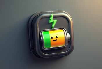 Poster - A happy battery icon with a green lightning bolt, indicating full charge.