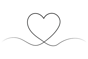 Poster - Minimalist continuous heart one line drawing
