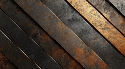 Poster - Warm metallic diagonal lines intertwine in an abstract arrangement, showcasing a rich mixture of textures and shades that create a captivating visual experience
