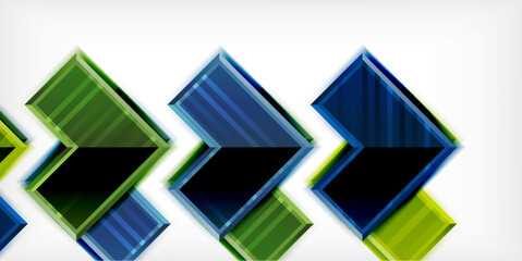 Poster - Arrow symbols created with 3d effects and line texture geometric abstract background