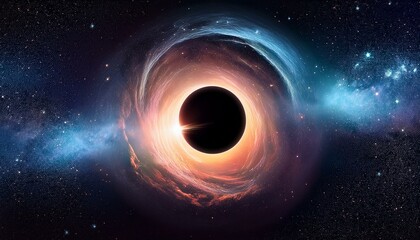 illustration of black hole in space concept; abstract nebula and galaxy background