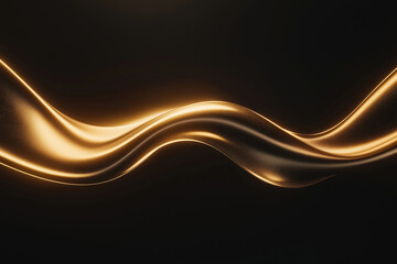 Poster - Flowing golden waves create a stunning abstract design on a dark background