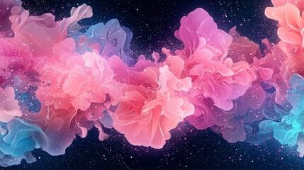 Poster - A vibrant, abstract digital artwork showcasing flowing colors of pink and blue, creating an enchanting visual effect against a dark backdrop.