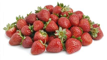 Leinwandbilder - Freshly harvested ripe strawberries in a natural arrangement showcasing vibrant colors and textures on a clean background