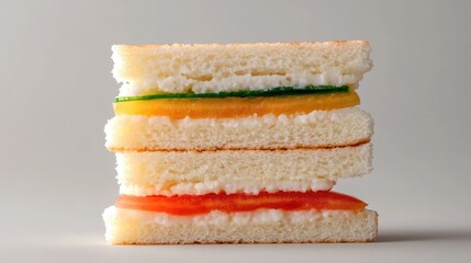 Aufkleber - Rice Cake Sandwich Stacked with Colorful Fillings on a Neutral Background