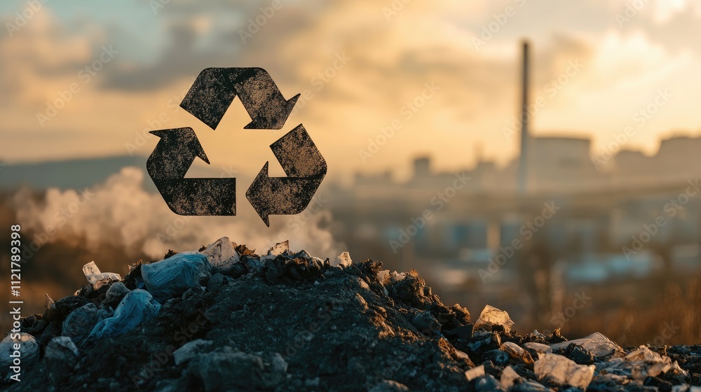 Reduce Reuse Recycle Symbol Over Industrial Landscape with Turkey ...