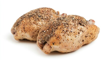 Poster - Roasted quail seasoned with spices placed on a clean white background for a gourmet culinary presentation.