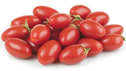 Poster - Ripe organic tomatoes arranged aesthetically on a neutral background perfect for promoting culinary dishes and fresh ingredient concepts