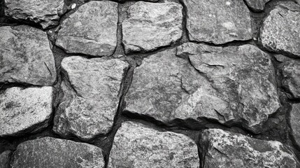 Poster - Granite cobblestone pavement texture in black and white for backgrounds and design projects