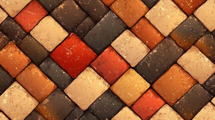 Poster - Textured seamless background of colorful bricks ideal for creating custom designs or adding textual elements for a stylish presentation.