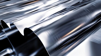 Poster - Sheet metal surface with reflective quality on black background illustrating industrial material for design and engineering applications