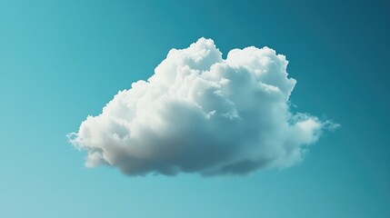 Poster - Conceptual representation of cloud technology in computing with a single fluffy cloud against a blue sky background illustrating digital connections