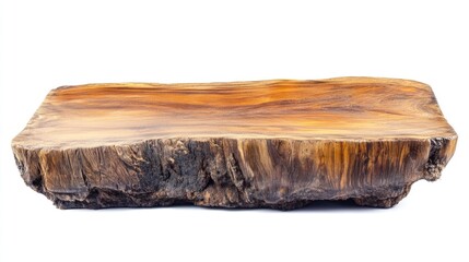 Poster - Rustic solid wood table with a natural finish isolated on a clean white background showcasing its unique grain and texture.