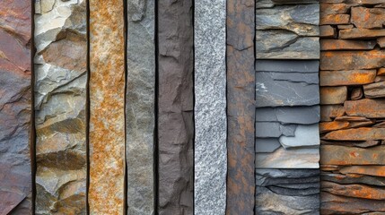 Poster - Collection of diverse stone textures for architectural and interior design applications showcasing various natural stone finishes.