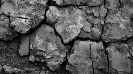 Poster - Cracked rough concrete texture detail showcasing weathered gray surface and intricate patterns perfect for backgrounds and design projects