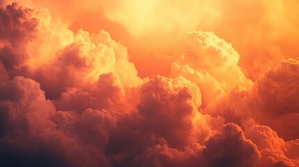 Poster - Colorful sunset sky with vibrant orange and pink clouds during golden hour creating a romantic and tranquil evening atmosphere.