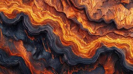 Poster - Intricate patterns of cooled lava showcase the mesmerizing natural artistry on La Palma Island, Spain highlighting volcanic beauty.