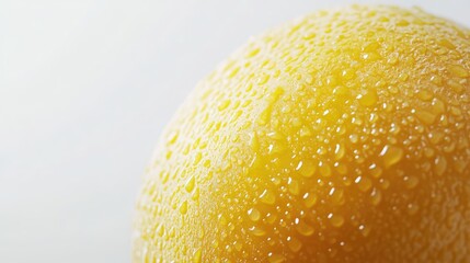 Poster - Fresh juicy melon with water droplets showcasing texture isolated on a light background for fruit and health themes.