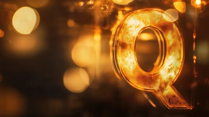 Fototapete - Bokeh effect highlighting the letter Q with warm sunlight reflections creating a mesmerizing visual ambiance