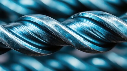Poster - Close-up view of twisted metal wire showcasing industrial texture and detail for manufacturing and production background use