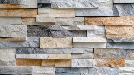 Poster - Textured stone wall with various shades of bricks creating an elegant and modern background design for interior or exterior use