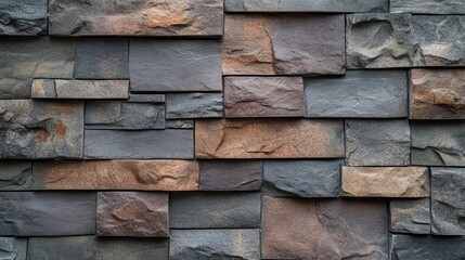 Poster - Natural stone facade in earthy tones for residential exterior walls enhancing aesthetics and durability in home design.